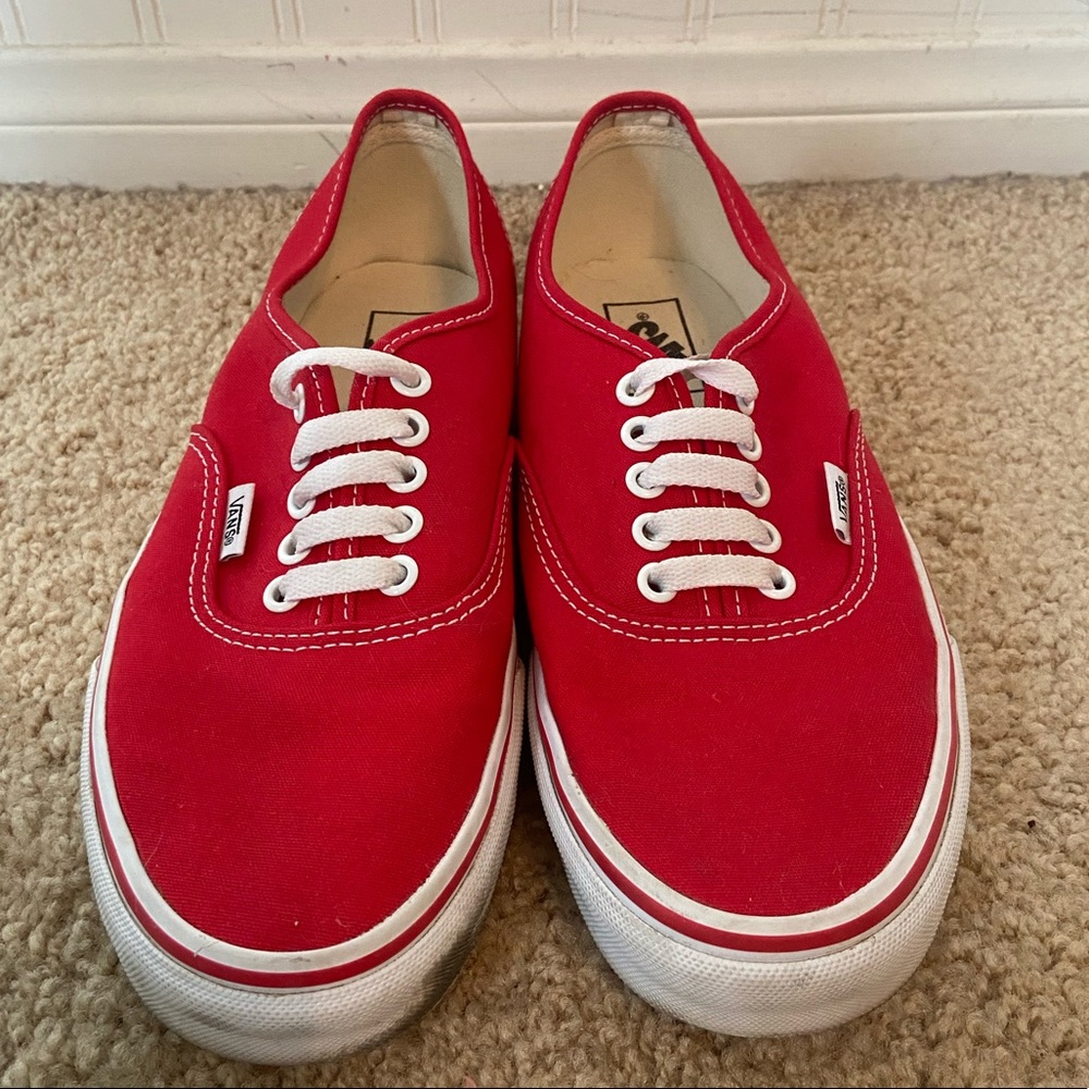 Worn Once Red Authentic Vans (Size 9.5)